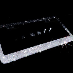 Handmade Ombre Glitter License Plate Frame: Black & Silver Bling