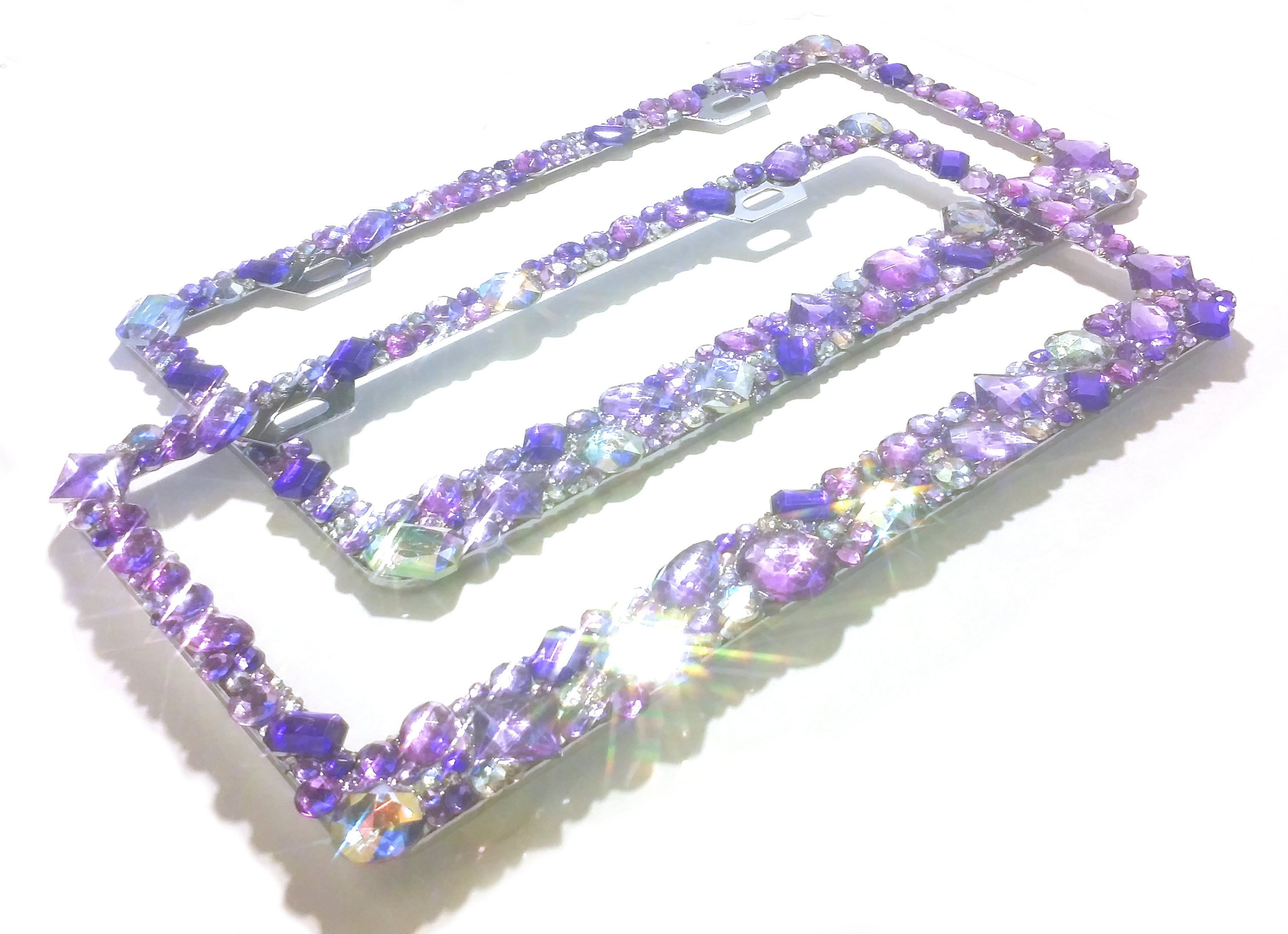 3D Bling license plate frames purple violet AB clear crystals Etsy