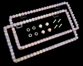 Pink Flower Crystal License Plate Frame – Bling Bling Chrome Metal Frame With Caps & Screws