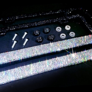 Ombre Bling License Plate Frames: Black & Silver Glitter (Set of 2)