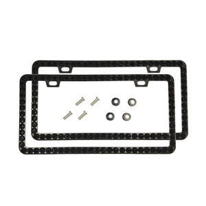 Black Rhinestone License Plate Frames: 3D Bling, Handmade in USA (Set of 2)