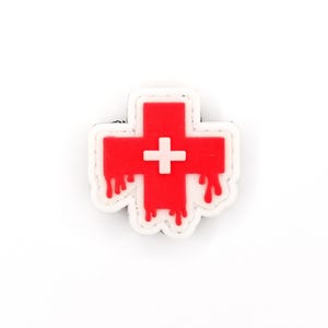 Red Cross, Ranger Eye Rubber Hook & Loop Patch - First Aid Flying Cross EMT | Ranger Eye | RE Moral Patch | 3D PVC | Edc | Airsoft