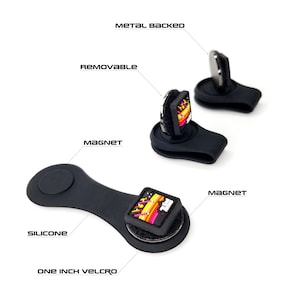 May include: Two black silicone patches with a one inch velcro strip and a metal backed magnet. Each patch has a colorful graphic of a retro television with the text "TUBE" on it.