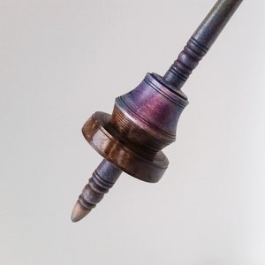 Tibetan Style Supported Spindle with Steel Tip for Hand Spinning Sugar Maple and Black Walnut (Made to Order)