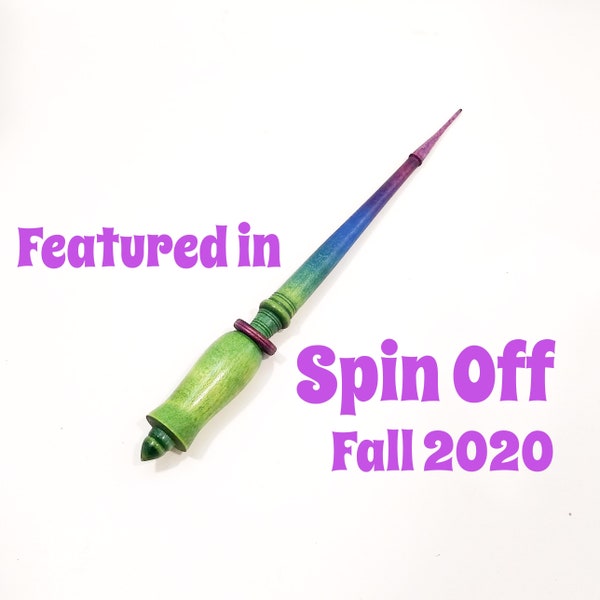 Lace Weight Russian Spindle for Hand Spinning with Captive Ring in dyed Sugar Maple (Made to Order)