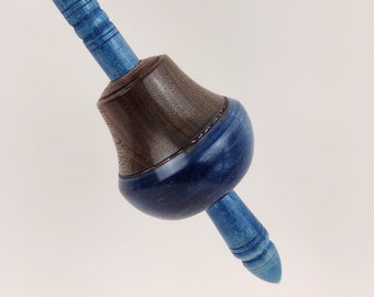 Tibetan Style Supported Spindle with Steel Tip for Hand Spinning Sugar Maple and Black Walnut (Made to order)