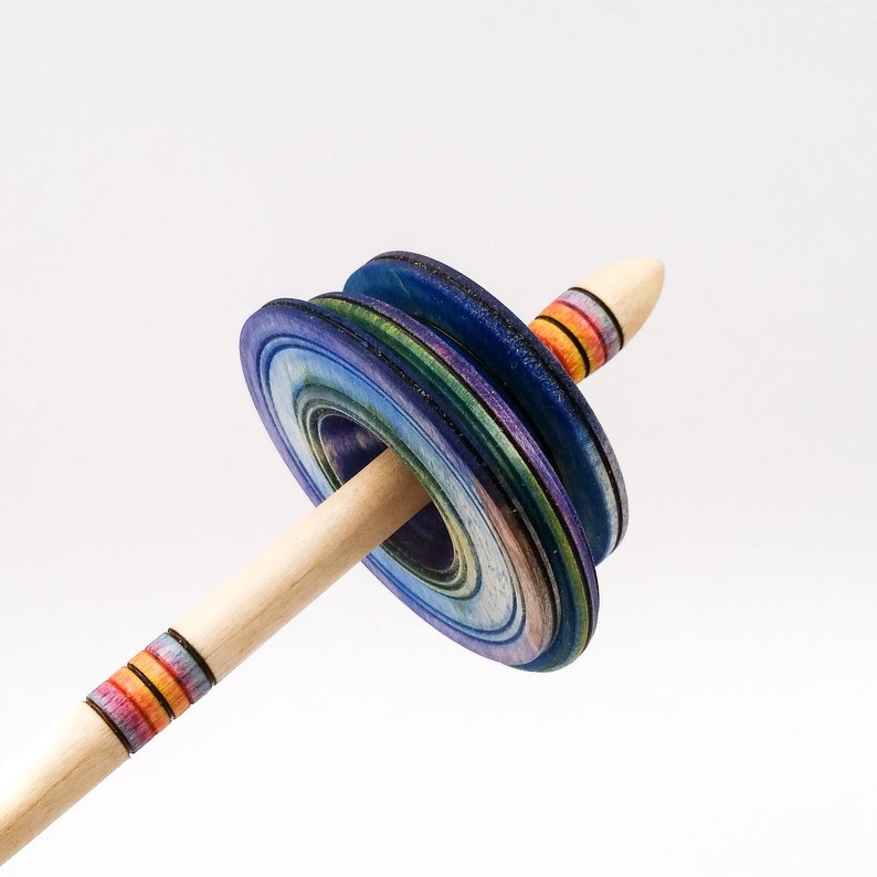 Made to Order Peruvian Chac-Chac Spindle for Hand Spinning ~ Low Whorl Spindle in Silver Maple and Cottonwood