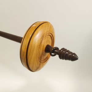 Tibetan Style Supported Spindle with Captive Ring and Steel Tip in Wild Cherry and Black Walnut (Made to Order)