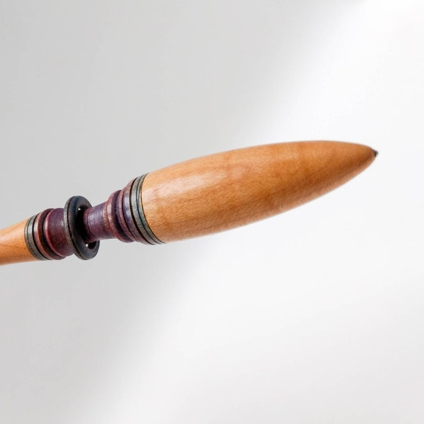 Russian Spindle with Captive Ring for Hand Spinning in Sugar Maple Stainless Steel Tip (Made to Order)