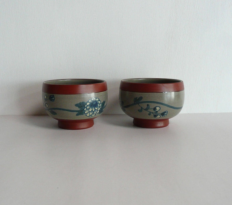 Ceramic sake cups Japanese vintage set of 2 Mumyoi Etsy