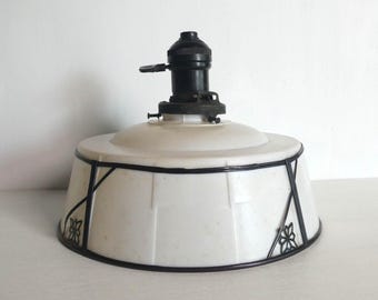 Lamp shade - Japanese antique - plastic/celluloid - hanging lamp - WhatsForPudding #3959
