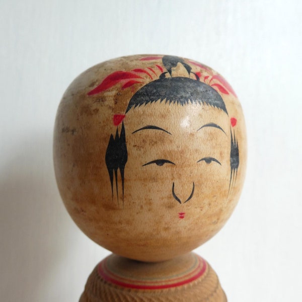 Poupée Kokeshi - vintage japonais - poupée en bois - peinte à la main - signée - - Artisanat traditionnel japonais - WhatsForPudding #3594