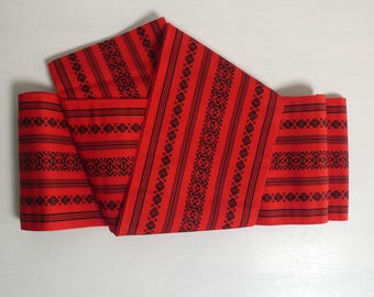 Women's casual obi sash - Japanese vintage - "han-haba (half-width)" sash - red - vintage new - WhatsForPudding #2118