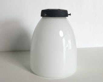 Lamp shade - Japanese vintage - opaque white glass - hanging lamp - WhatsForPudding #3962