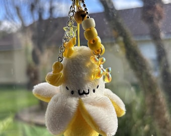 Kawaii Banana Bag Charm Keychain with Duck Charms