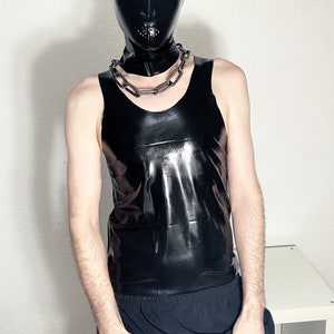 LATEX TANK Top  schwarz Fetisch KINKY bdsm techno rave Clubwear