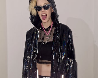 shiny black jacket