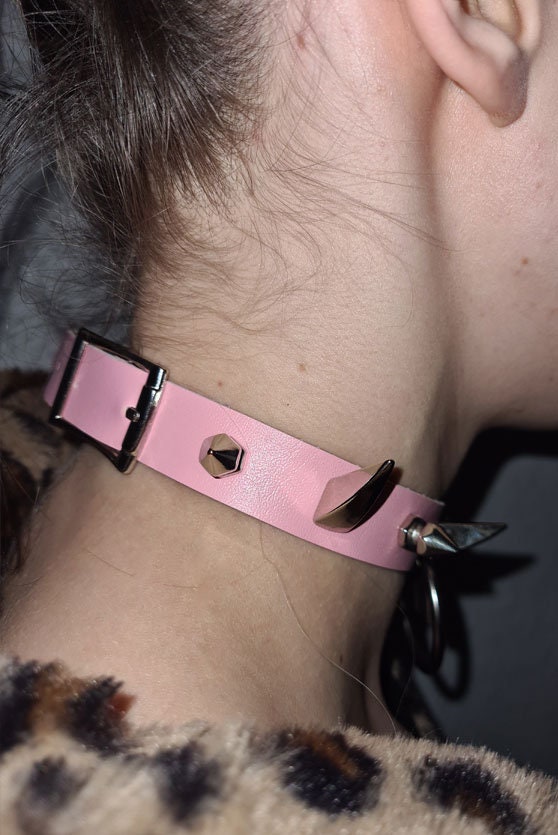Lock Spikes Pink Choker Spikes Lock Kinky Rave BDSM Kawaii - Etsy