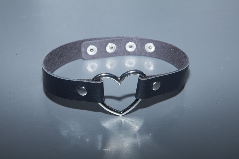 thumbnail image 2 of Goth Heart Chain Choker & Spiked Heart Earrings, Black Punk 2 of 14