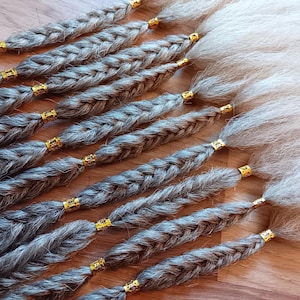 Synthetic Braids - Ash Brown to Blonde Natural Tone Ombre Loop Ended - Boho Fancy Fishtail Beaded Braid Hair Extensions In Stock