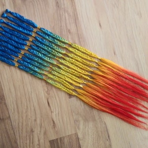 Synthetic Braids - Snowcone Colorful Ombre Loop Ended - Boho Fancy Fishtail Beaded Braid Hair Extensions In Stock
