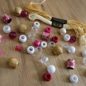 Sakura Dreadlock Bead Assortment Hair Accessory Large Lot with Decorating Thread Variety Pack Durable Hair Jewelry