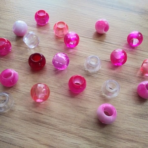 Pink Dreadlock Bead Assortment Treccia / Dread Accessory - 20 Pezzi - Gioielli per capelli durevoli in plastica a foro grande