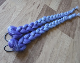 Fantasy 2'  Periwinkle/Lavender Ombre Braid Pair - Synthetic Hair Extension Accessory for Easy Costume Hair Styling