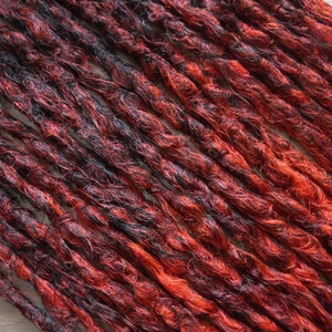 Synthetic Dreadlocks - Quarter Set of 20 Ends - Black to Red Ombre Pencil Thin Dreadlock Extensions In Stock Ready to Ship!