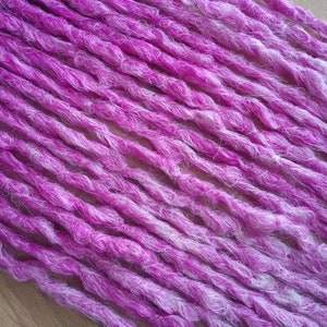 Synthetic Dread Accent Kit - 10 Single Ended Crocheted 16&quot;- 18&quot; Long Pencil Thin &#39;Petunia&#39; Lilac to Pastel Ombre Dreads