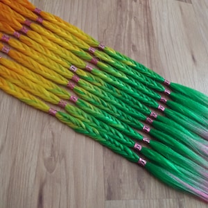 Synthetic Braids - Paradise - Tropical Ombre Loop Ended - Boho Fancy Fishtail Beaded Braid Hair Extensions In Stock