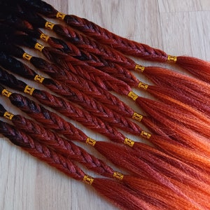 Synthetic Braids - Smolder Colorful Ombre Loop Ended - Boho Fancy Fishtail Beaded Braid Hair Extensions In Stock