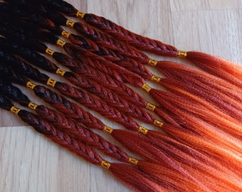 Trenzas sintéticas - Smolder Colorful Ombre Loop Ended - Boho Fancy Fishtail Extensiones de cabello trenzado con cuentas En stock
