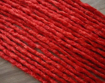 Synthetic Dreadlocks - Red Set of 10 SE - Natural Texture Microthin Dreadlock Extensions In Stock