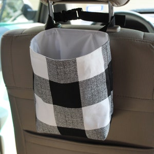 Reusable Car Trash Bag- Black and white buffalo