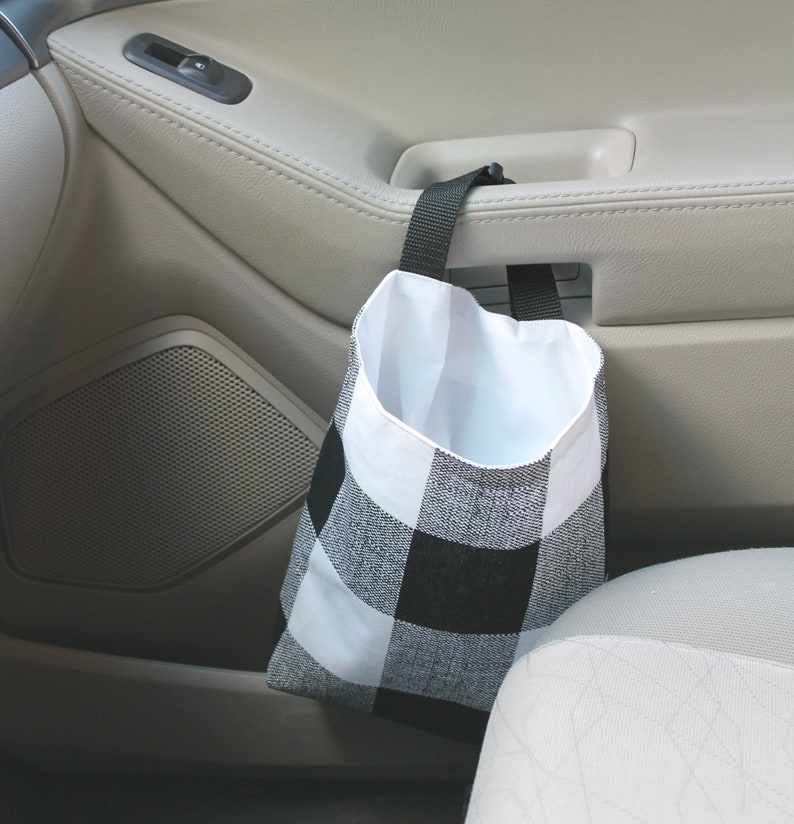 Reusable Car Trash Bag Black and White Buffalo Etsy