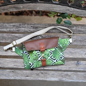 Monstera leaves and vinyl belt bag