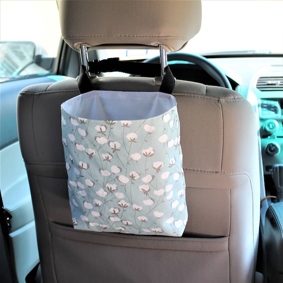 Reusable Car Trash Bag Blue W/ White Cotton Etsy