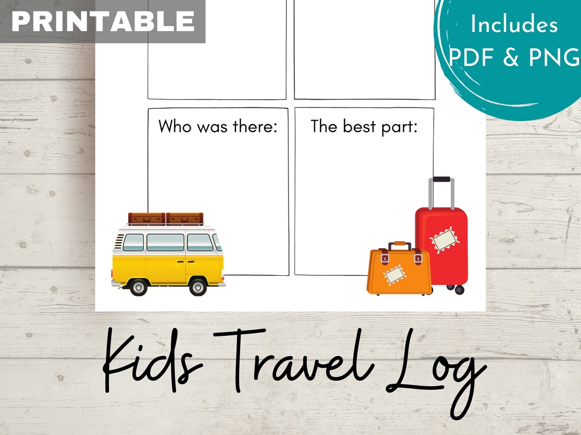 Kids Travel Log Printable PDF & PNG Etsy