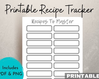 Recipes To Master - Recipe Tracker For Journal - Printable