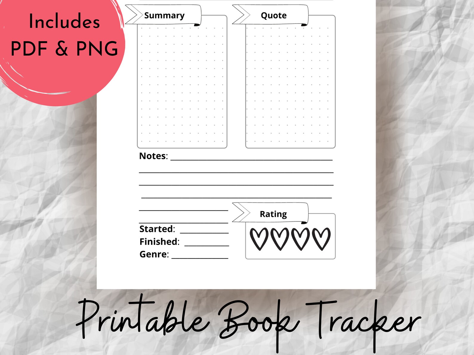Printable Book Tracker Currently Reading PDF PNG Etsy