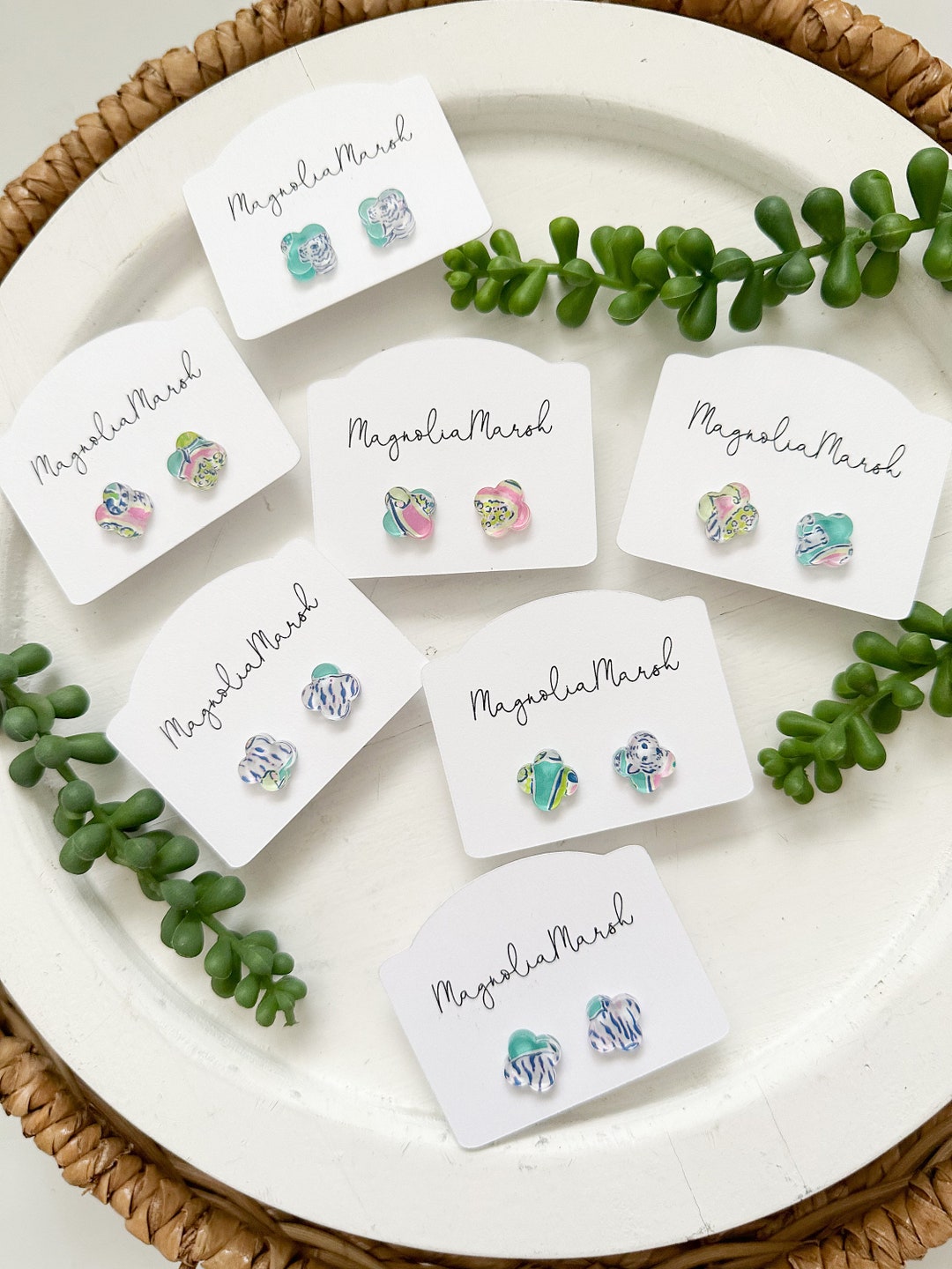 Acrylic Stud Earrings, Scallop Earrings, Earrings for Girls, Preppy