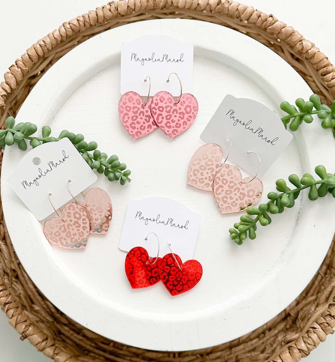 Acrylic Heart Earrings, Heart Earrings, Valentines Earrings for Girls