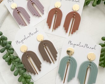 Statement Earrings, Neutral Earrings, Fall Acrylic Earrings, Arch Earrings, Earrings for Thanksgiving, Dangle Earrings, Gold Stud Earrings