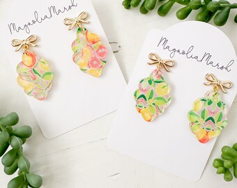 Acrylic Earrings, Preppy Fruit Earrings, Scalloped Earrings, Gifts for Teachers, Summer Earrings, Small Dangle Earrings, Earrings for Girls