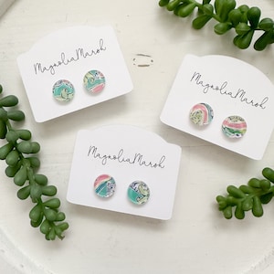 Acrylic Stud Earrings, Circle Earrings, Earrings for Girls, Preppy Stud Earrings, Aqua Blue, Pink, White, Green Earrings, Summer Earrings