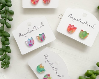 Tulip Stud Earrings, Flower Earrings, Acrylic Watercolor Earrings, Lightweight Small Earrings, Spring Earrings, Gift for Mothers Day