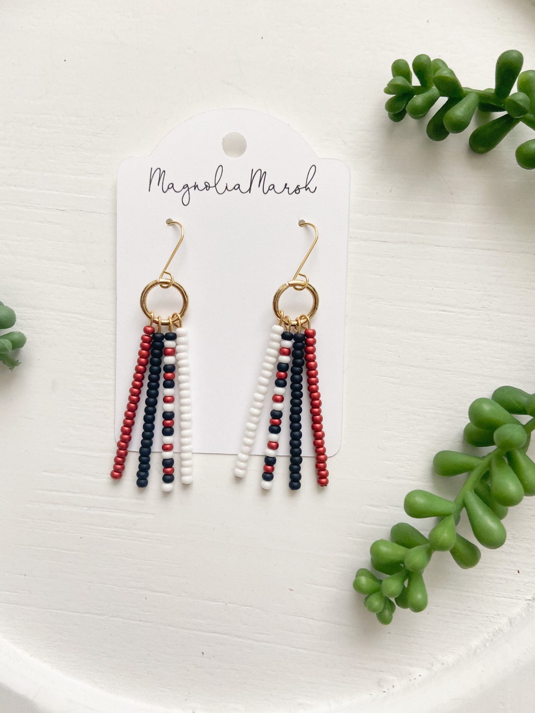 University of South Carolina Earrings, Beaded Earrings, Black