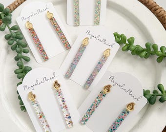 Birthday Candle Earrings, Acrylic Candle Earrings, Glitter Confetti Earrings, Dangle Earrings, Earrings for Birthday Party