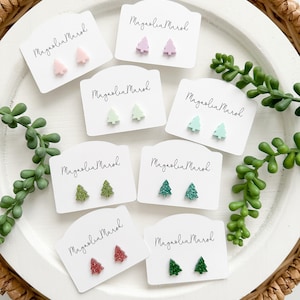Acrylic Stud Earrings, Christmas Earrings for Girls, Christmas Tree Earrings , Earring Gifts, Earrings for Christmas Party, Glitter Earrings